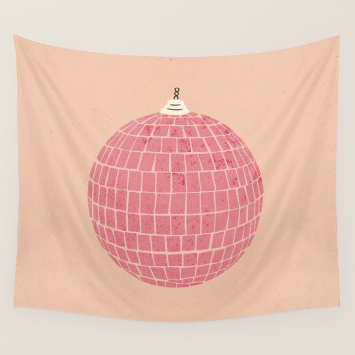 Disco Ball in Pink Wall Tapestry Gallery Image 1