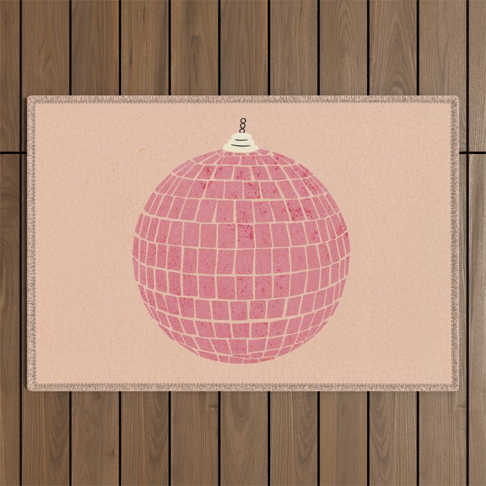Disco Ball in Pink Outdoor Rug Gallery Image 1