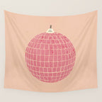 Disco Ball in Pink Wall Tapestry Gallery Image 4
