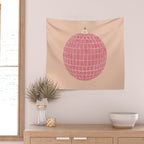 Disco Ball in Pink Wall Tapestry Gallery Image 2
