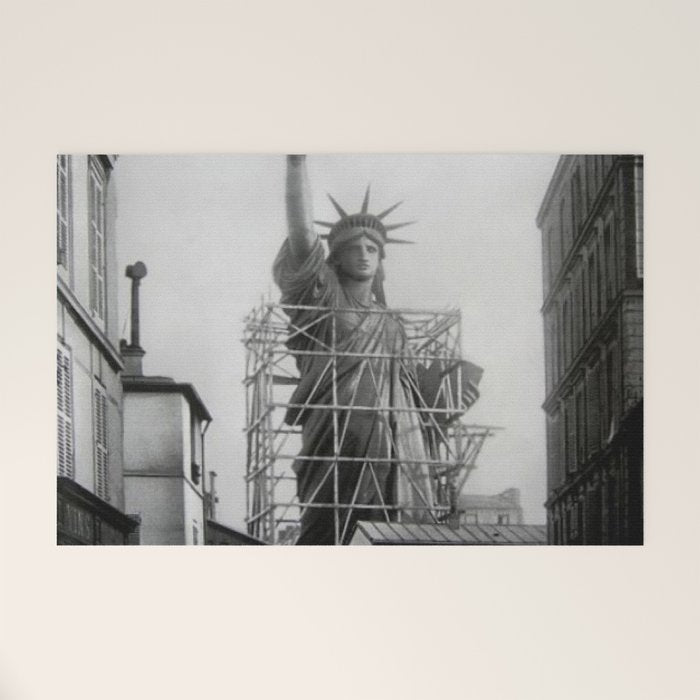 Piecing Together of the Architecture of the Statue Of Liberty In Paris, 1886 black and white photograph Welcome Mat Gallery Image 1