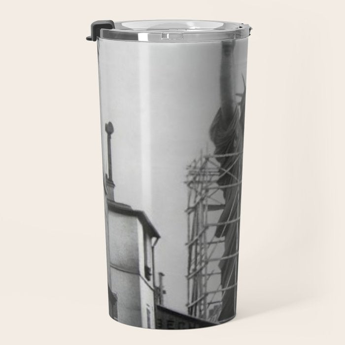 Piecing Together of the Architecture of the Statue Of Liberty In Paris, 1886 black and white photograph Travel Mug Gallery Image 3