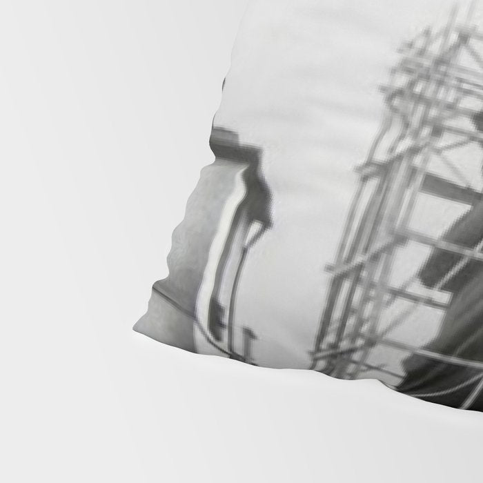 Piecing Together of the Architecture of the Statue Of Liberty In Paris, 1886 black and white photograph Pillow Sham Gallery Image 4