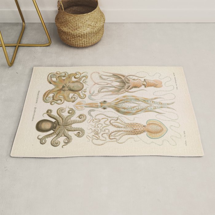 Vintage Octopus Illustration Print, Scientific Illustrations, Octopus Print, Octopus Wall Art Rug Gallery Image 1