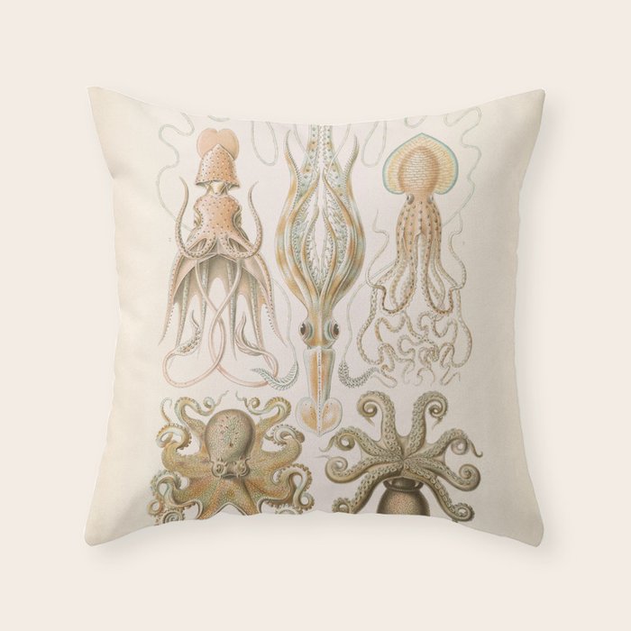 Vintage Octopus Illustration Print, Scientific Illustrations, Octopus Print, Octopus Wall Art Throw Pillow Gallery Image 1