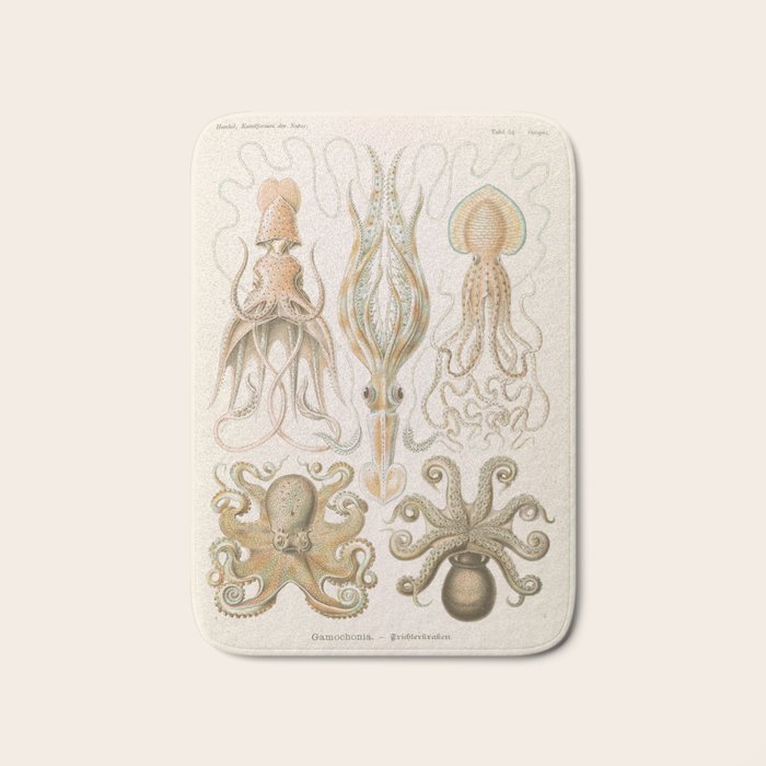 Vintage Octopus Illustration Print, Scientific Illustrations, Octopus Print, Octopus Wall Art Bath Mat Gallery Image 1