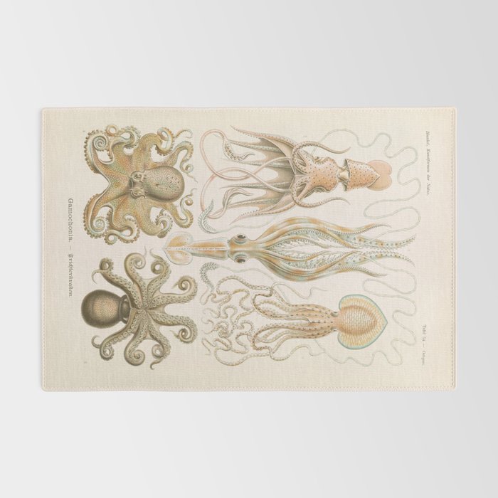 Vintage Octopus Illustration Print, Scientific Illustrations, Octopus Print, Octopus Wall Art Rug Gallery Image 2