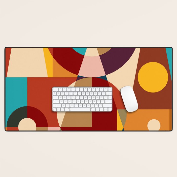 Retro Geometric Collage Desk Mat Gallery Image 1