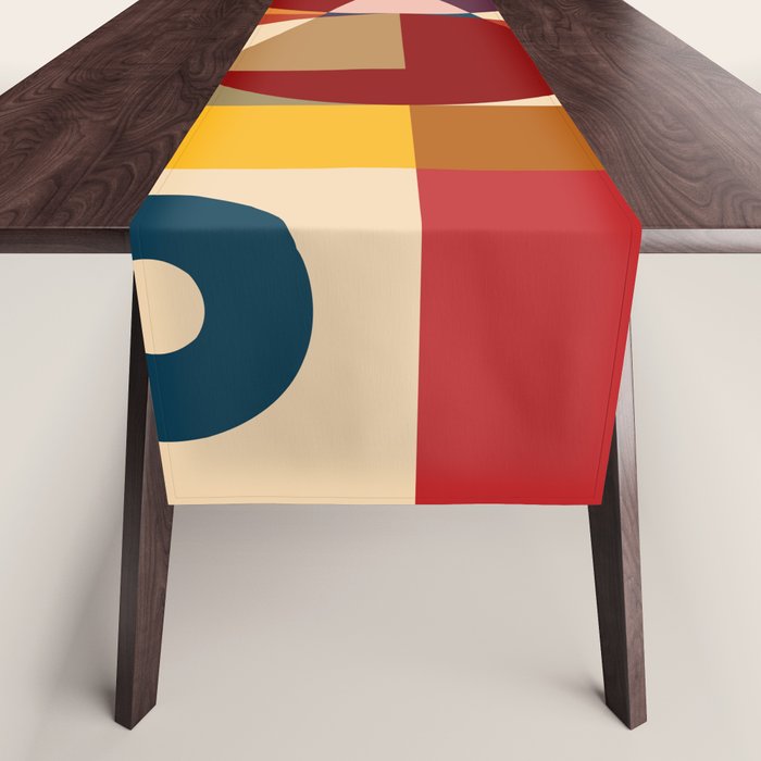 Retro Geometric Collage Table Runner Gallery Image 1