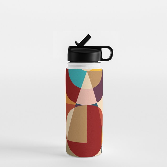 Retro Geometric Collage Water Bottle Gallery Image 1