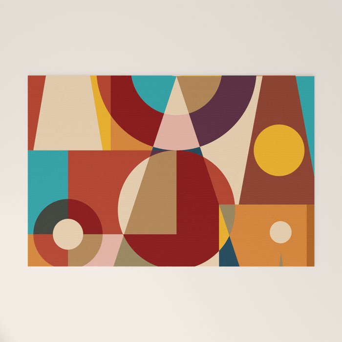 Retro Geometric Collage Welcome Mat Gallery Image 1