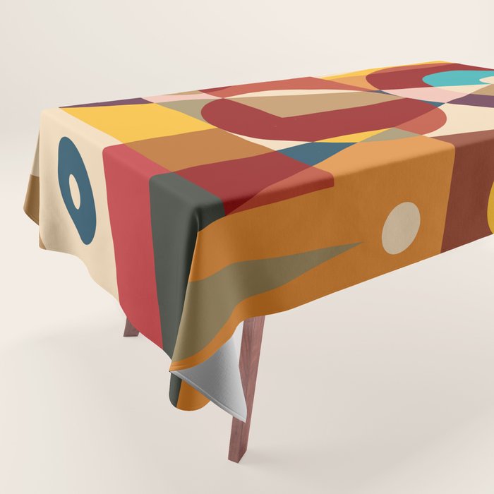 Retro Geometric Collage Tablecloth Gallery Image 1