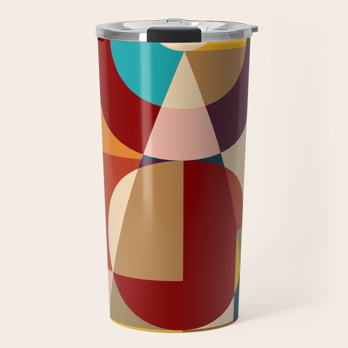Retro Geometric Collage Travel Mug Gallery Image 1