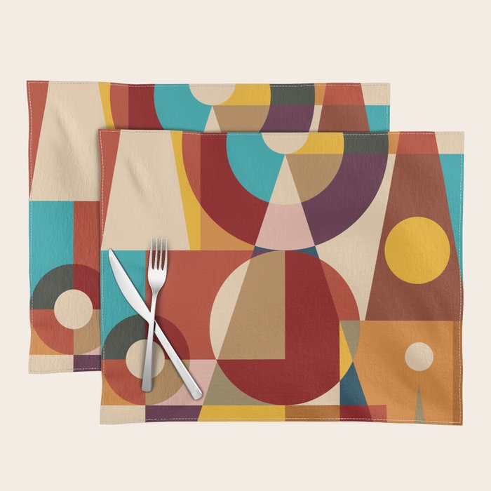 Retro Geometric Collage Placemat Gallery Image 1