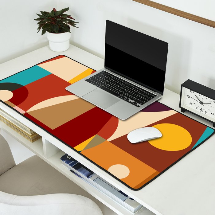 Retro Geometric Collage Desk Mat Gallery Image 2