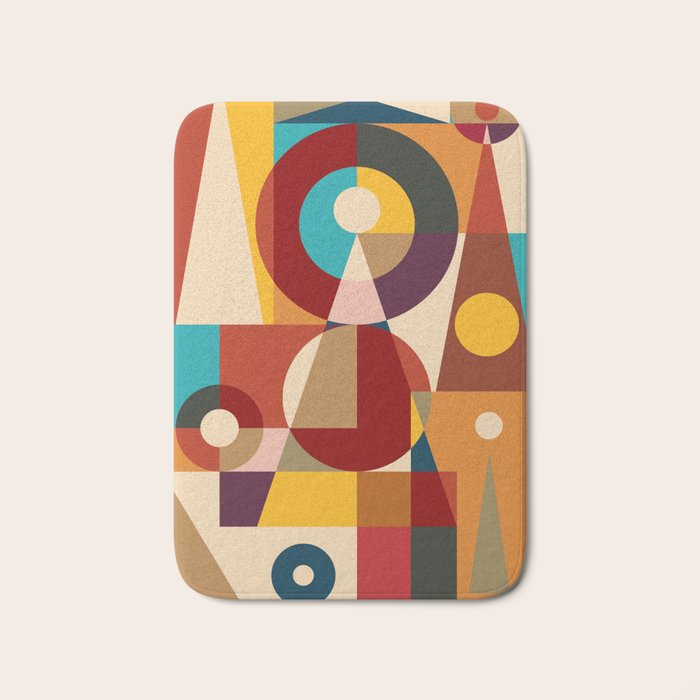 Retro Geometric Collage Bath Mat Gallery Image 1