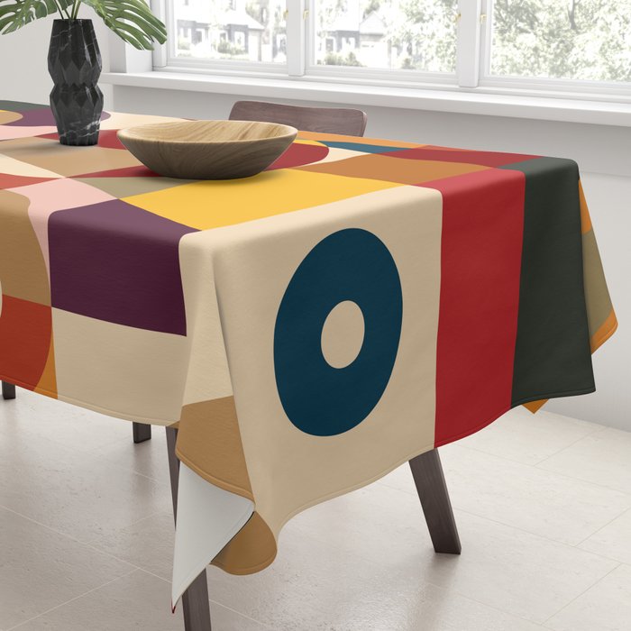 Retro Geometric Collage Tablecloth Gallery Image 3