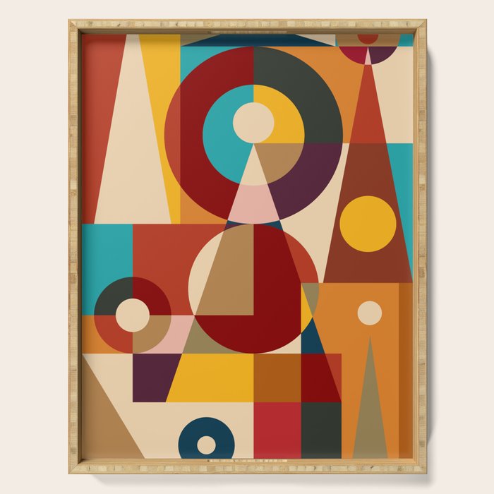 Retro Geometric Collage Serving Tray Gallery Image 1