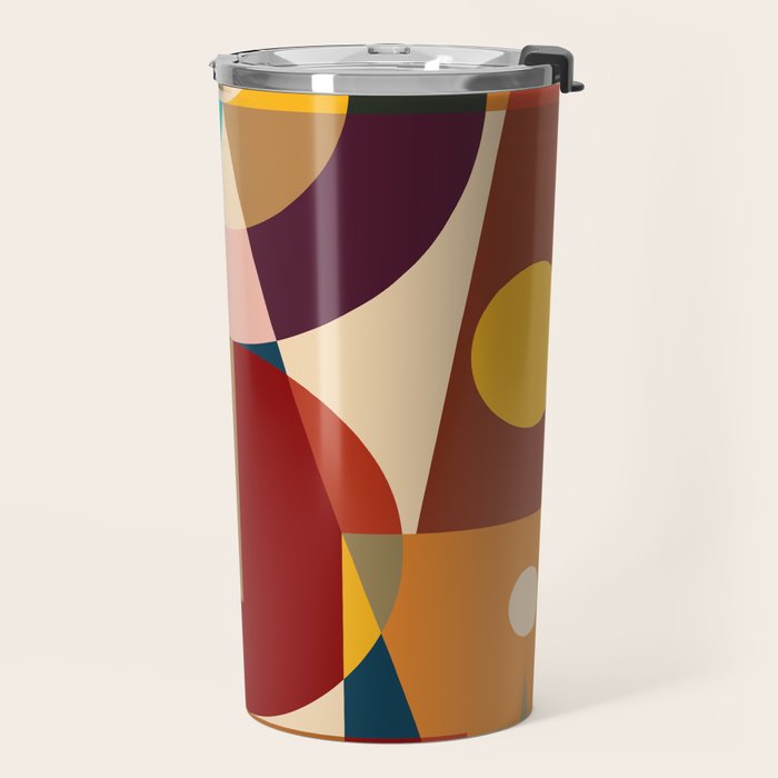 Retro Geometric Collage Travel Mug Gallery Image 2