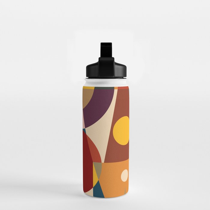 Retro Geometric Collage Water Bottle Gallery Image 2