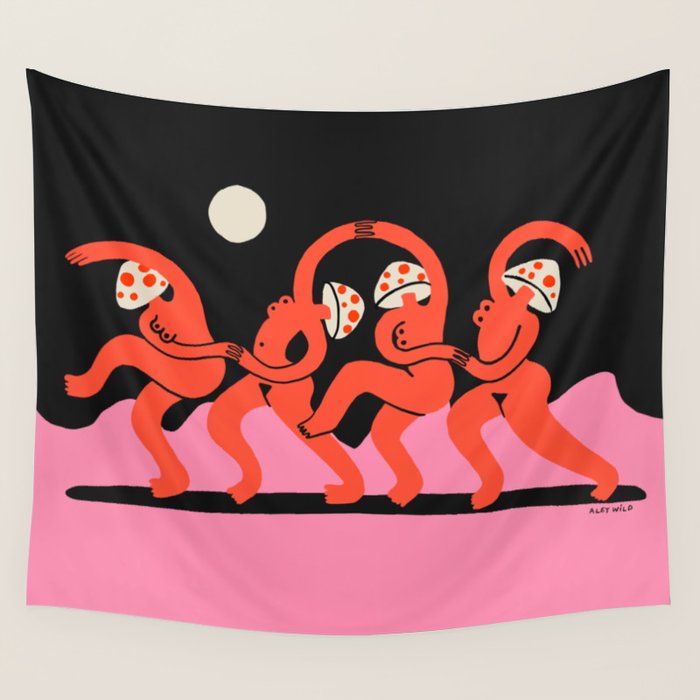 Full Moon Mushroom Dance  Wall Tapestry Gallery Image 4