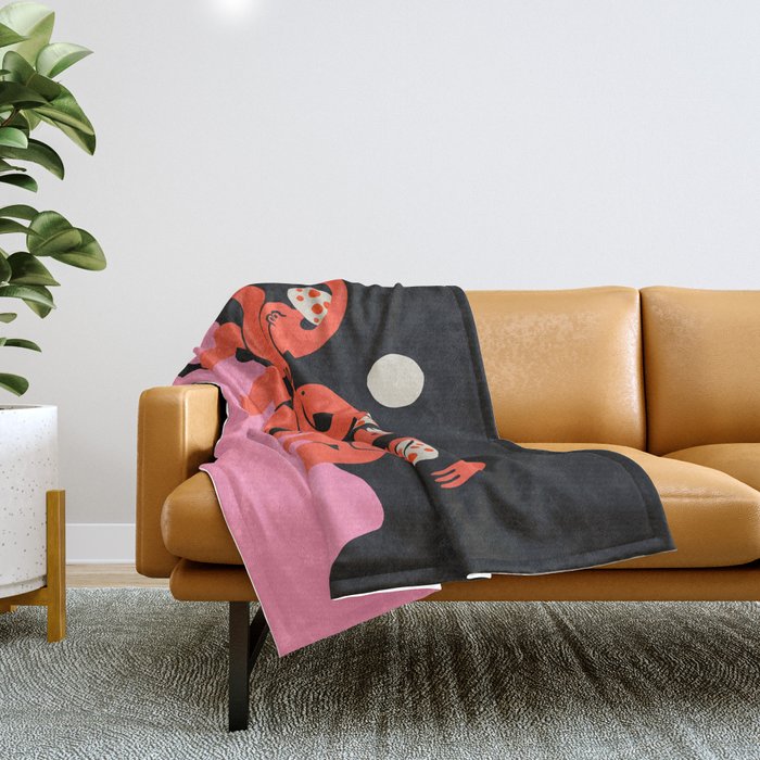 Full Moon Mushroom Dance  Throw Blanket Gallery Image 1