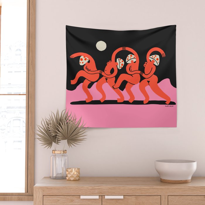 Full Moon Mushroom Dance  Wall Tapestry Gallery Image 2