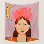 GIRL WITH FLOWER CROWN Wall Tapestry Gallery Image 4