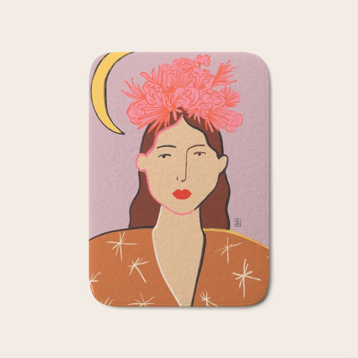 GIRL WITH FLOWER CROWN Bath Mat Gallery Image 1