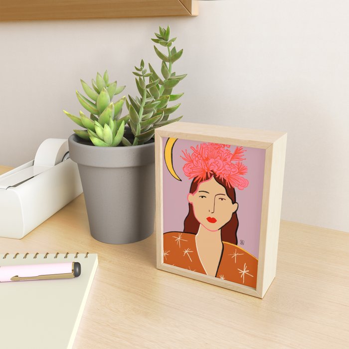 GIRL WITH FLOWER CROWN Mini Art Print Gallery Image 2