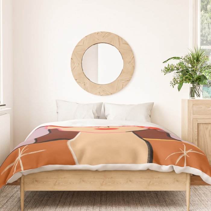 GIRL WITH FLOWER CROWN Duvet Cover Gallery Image 3