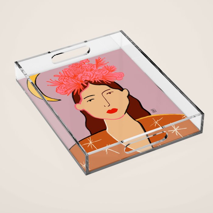 GIRL WITH FLOWER CROWN Acrylic Tray Gallery Image 1