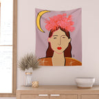 GIRL WITH FLOWER CROWN Wall Tapestry Gallery Image 2