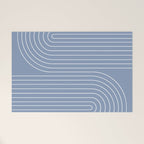 Minimal Line Curvature XIII Natural Blue Mid Century Modern Arch Abstract Welcome Mat Gallery Image 1