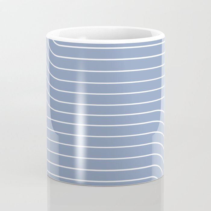 Minimal Line Curvature XIII Natural Blue Mid Century Modern Arch Abstract Coffee Mug Gallery Image 4