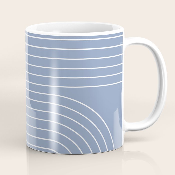 Minimal Line Curvature XIII Natural Blue Mid Century Modern Arch Abstract Coffee Mug Gallery Image 1