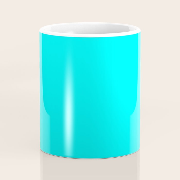 AQUA CYAN Solid Color Plain Neon Blue Shade  Coffee Mug Gallery Image 4