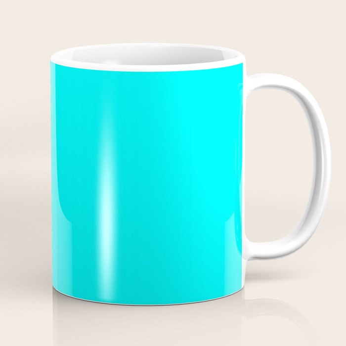 AQUA CYAN Solid Color Plain Neon Blue Shade  Coffee Mug Gallery Image 1