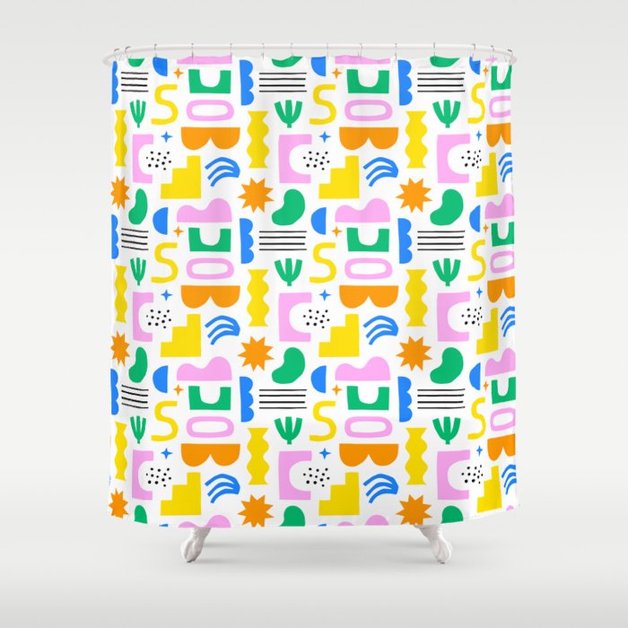 Colorful abstract organic shape art pattern Shower Curtain Gallery Image 1