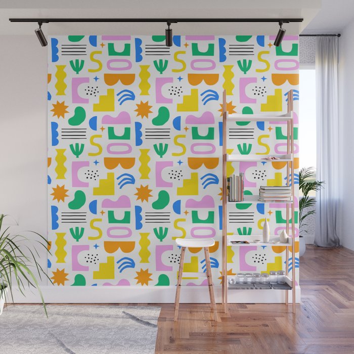 Colorful abstract organic shape art pattern Wall Mural Gallery Image 1