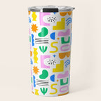Colorful abstract organic shape art pattern Travel Mug Gallery Image 1