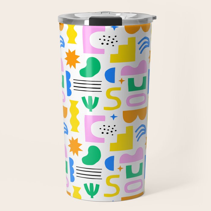 Colorful abstract organic shape art pattern Travel Mug Gallery Image 1
