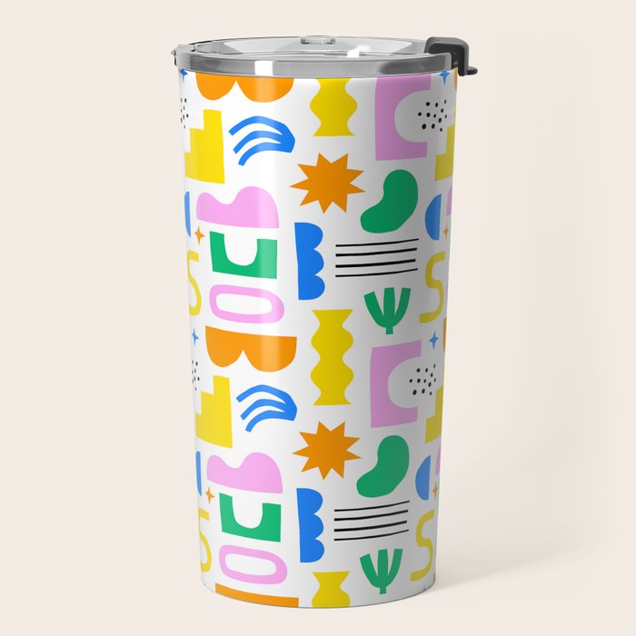 Colorful abstract organic shape art pattern Travel Mug Gallery Image 2