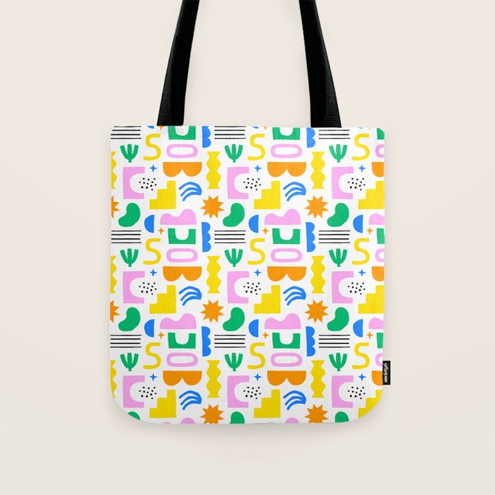 Colorful abstract organic shape art pattern Tote Bag Gallery Image 1