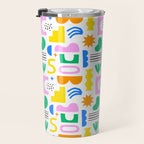 Colorful abstract organic shape art pattern Travel Mug Gallery Image 3