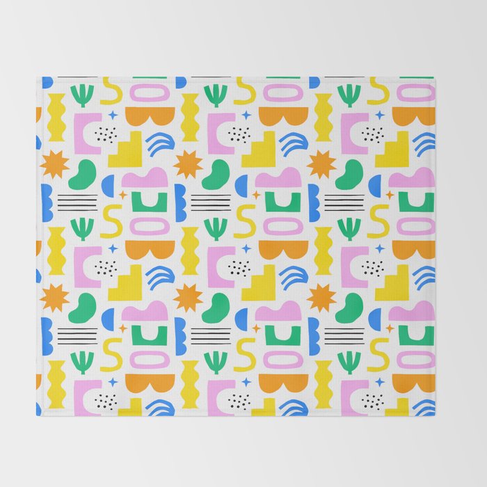 Colorful abstract organic shape art pattern Throw Blanket Gallery Image 2