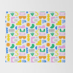 Colorful abstract organic shape art pattern Throw Blanket Gallery Image 2