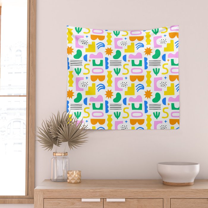 Colorful abstract organic shape art pattern Wall Tapestry Gallery Image 2