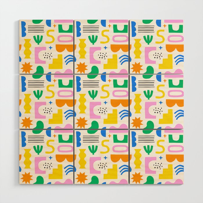 Colorful abstract organic shape art pattern Wood Wall Art Gallery Image 1