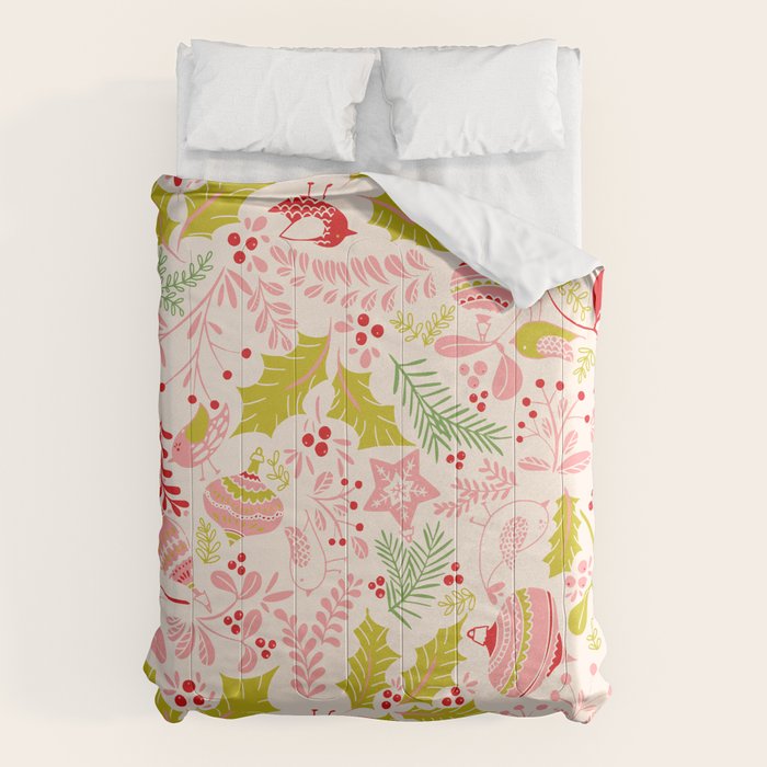 Wonderful ditsy holiday joy pink Comforter Gallery Image 6
